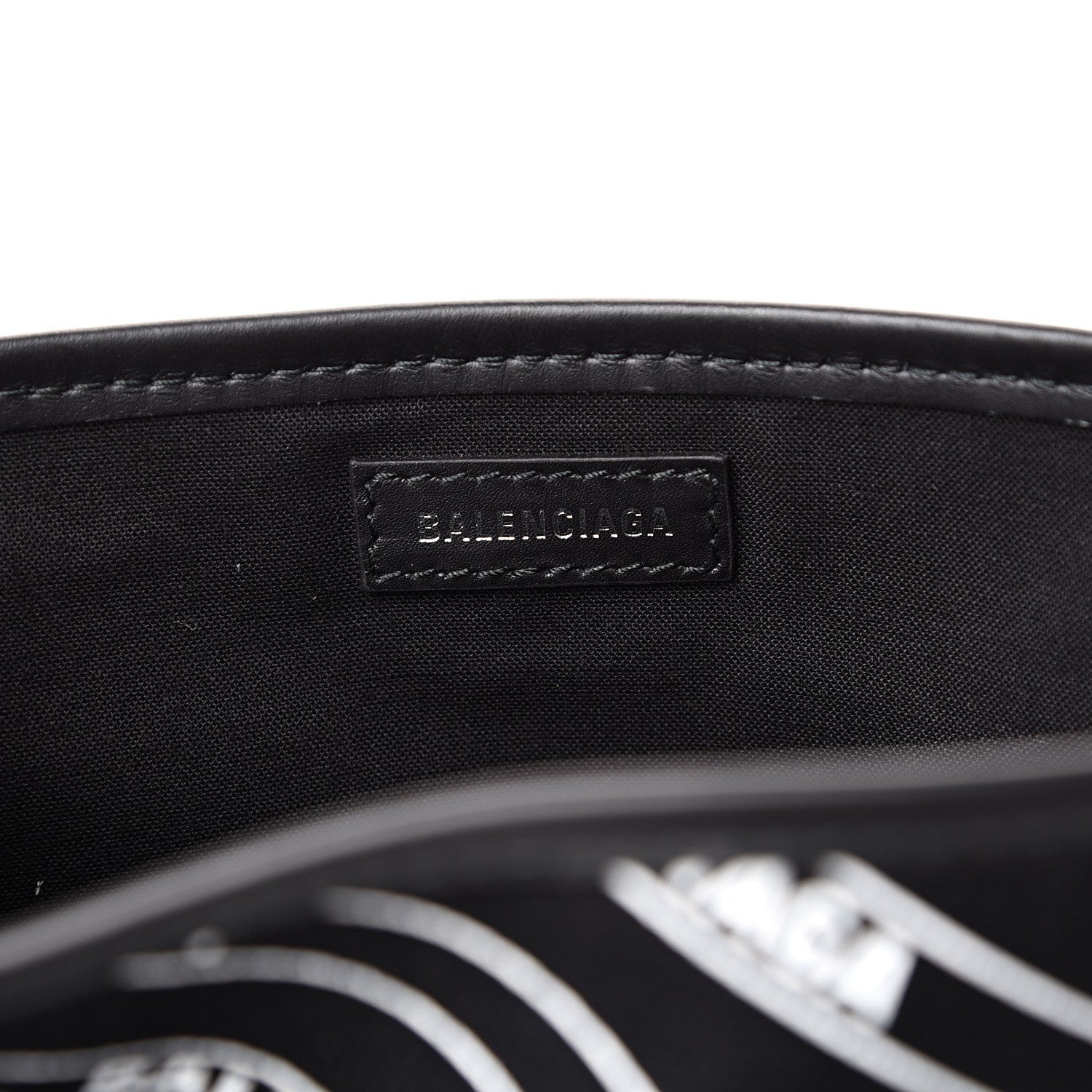 Balenciaga Cotton Canvas Calfskin Logo Print Navy Cabas XS Black White 6 of 10
