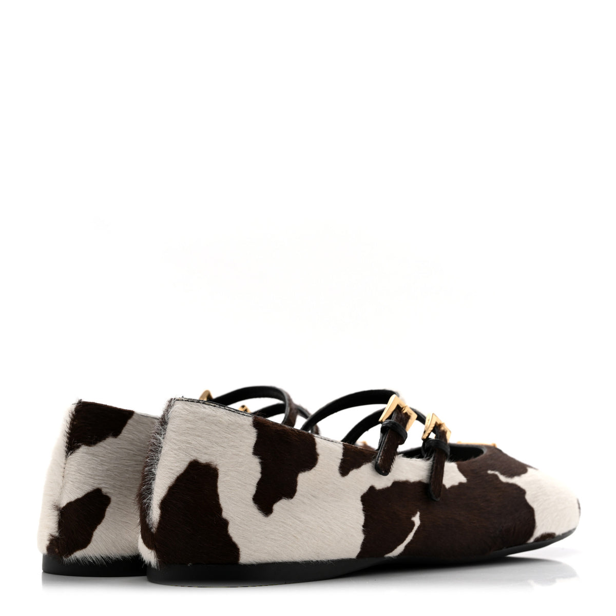 Prada Calf Hair Cow Print Ballerina Flats 41 White Moro 5 of 10