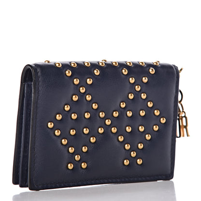 Christian Dior Lambskin Cannage Studded Lady Dior Card Holder Navy 3 of 7