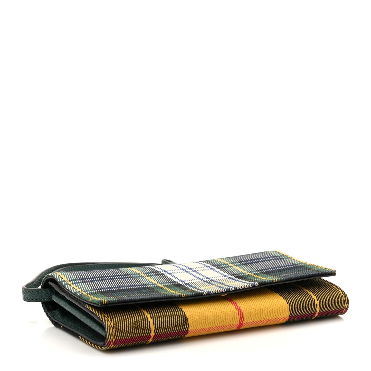 Canvas Tartan Check Mix Henley Wallet on Chain Green Multicolor