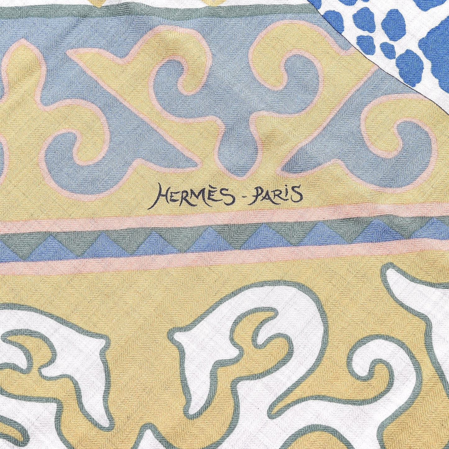 Cashmere Silk Appaloosa Des Steppes Shawl 140 Gris Chine Bleu Rosi