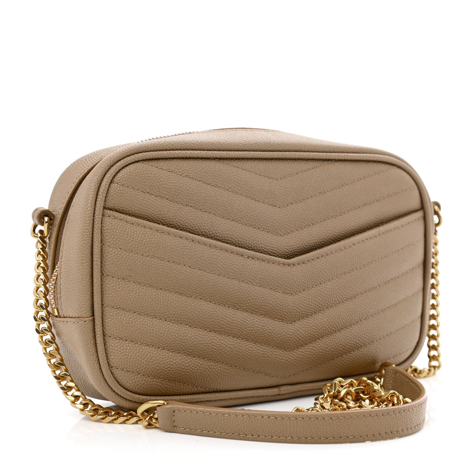 Saint Laurent Grain De Poudre Matelasse Monogram Mini Lou Camera Bag Dark Beige 2 of 10