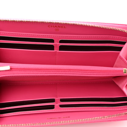 Chanel Caviar Quilted Large Gusset Zip Around Wallet Pink 5 of 9
