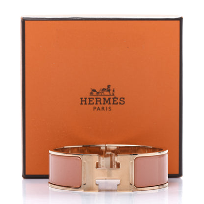 Hermes Enamel Wide Clic Clac H Bracelet GM Rose Saumon 5 of 5