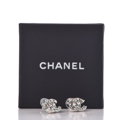 Chanel Crystal Timeless CC Earrings Silver 5 of 5