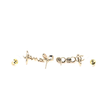 Chanel Metal Crystal Coco Script CC Climber Earrings Gold 4 of 6