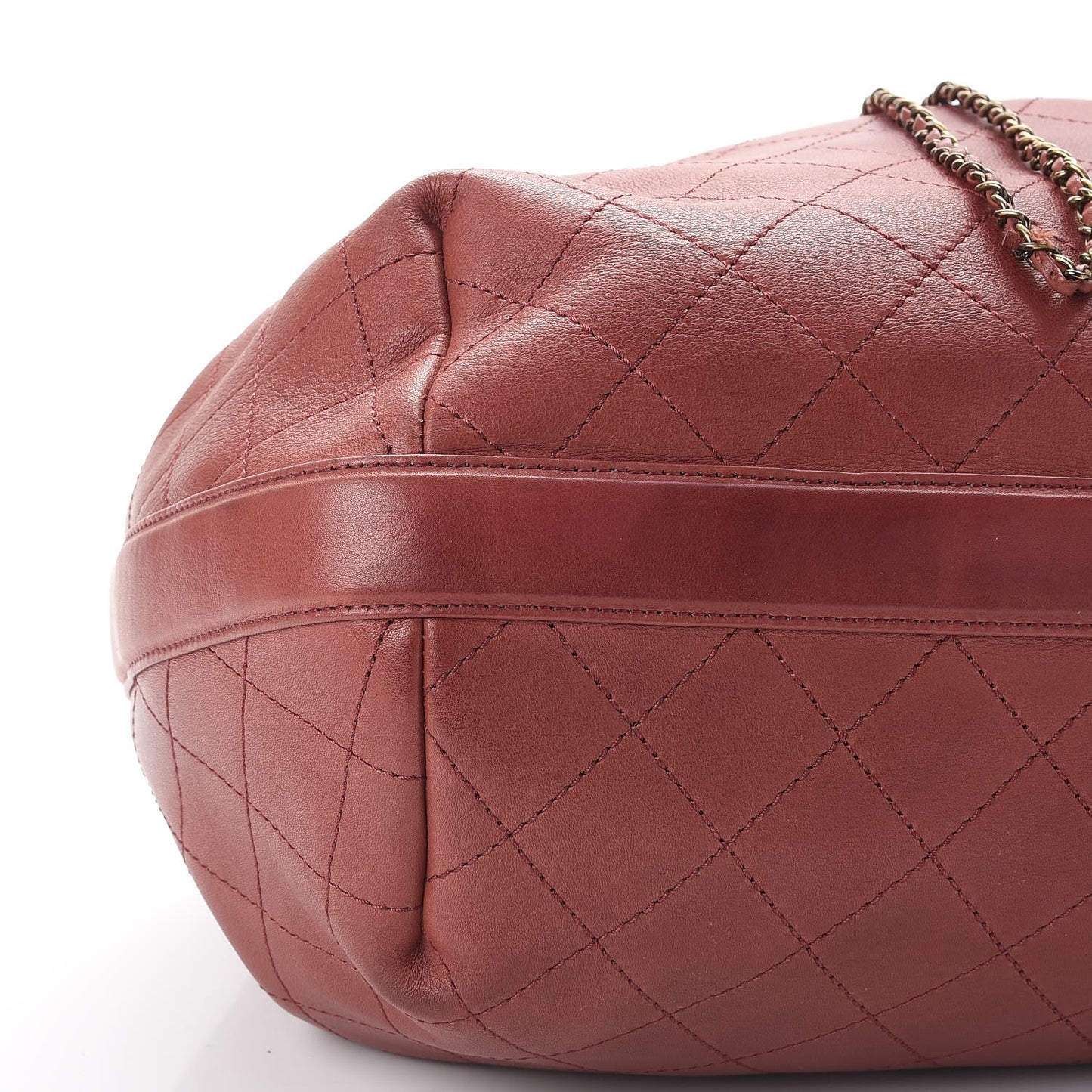 Calfskin Stitched Large Drawstring CC Bag Burgundy