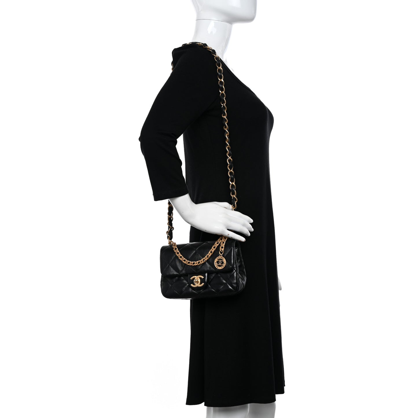Lambskin Quilted Small Fancy Jewel Flap Black