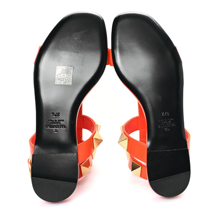 Valentino Garavani Calfskin Roman Stud Ankle Strap Flat Sandals 37.5 Titian 6 of 10