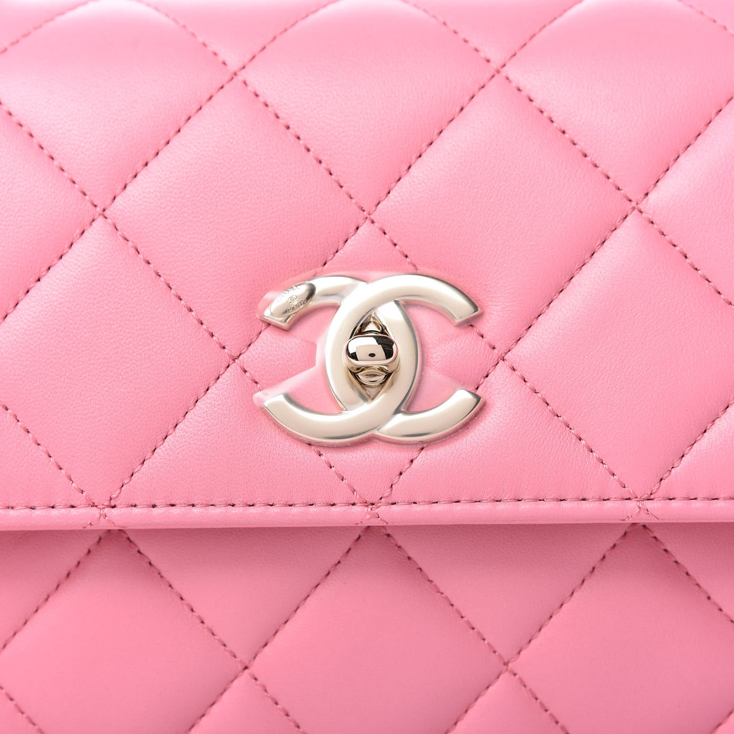 Lambskin Quilted Small Trendy CC Flap Dual Handle Bag Light Pink