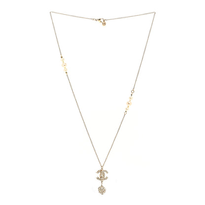 Chanel Pearl Crystal CC Pendant Necklace Gold 3 of 5