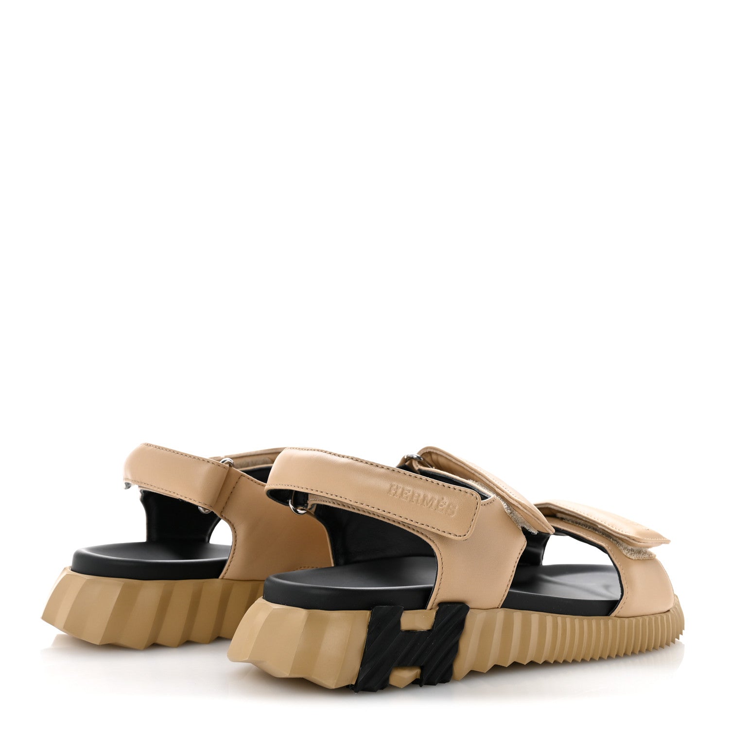 Hermes Lambskin Junior Womens Sandals 41 Beige Black 5 of 11