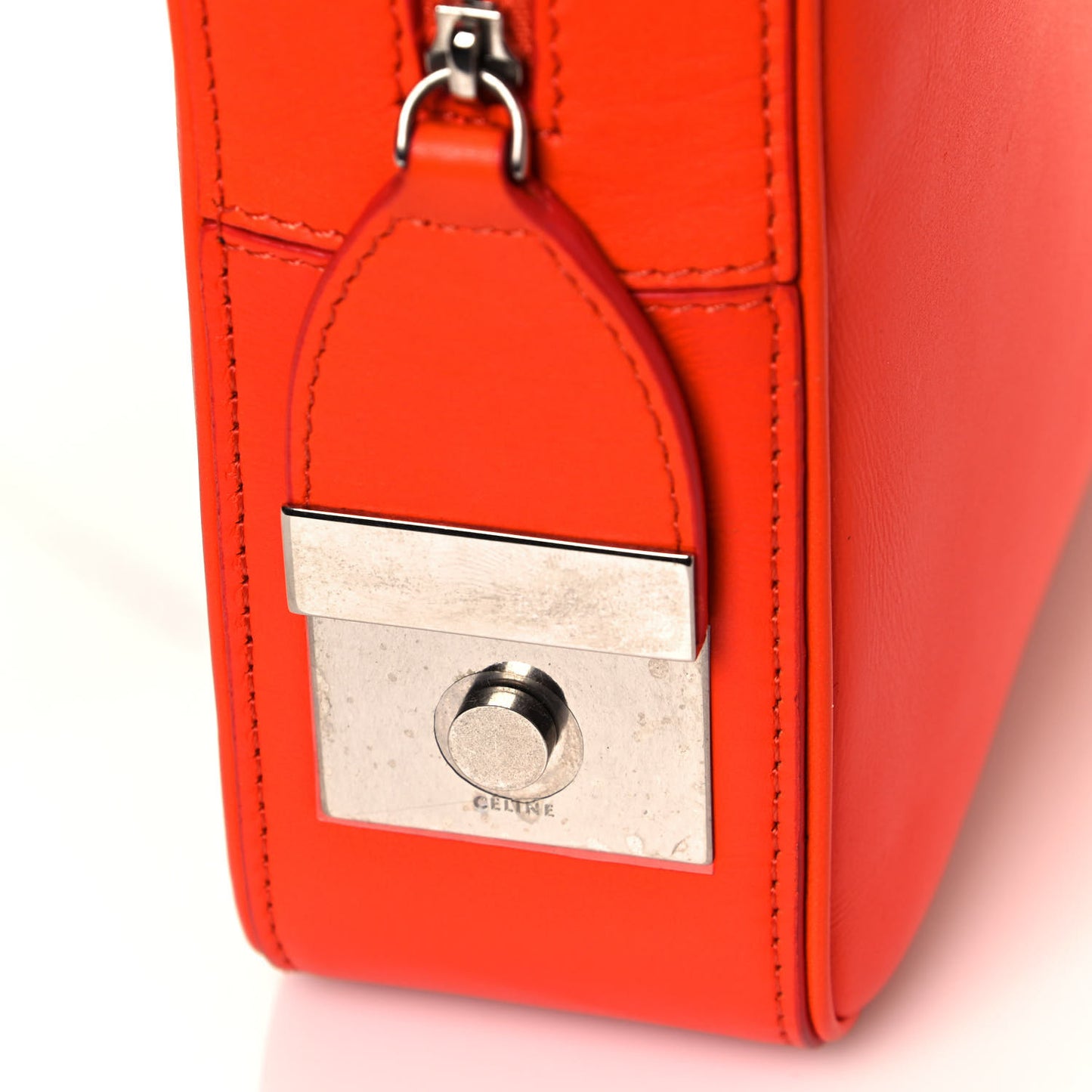 Nappa Side Lock Dragonne Shoulder Bag Bright Orange