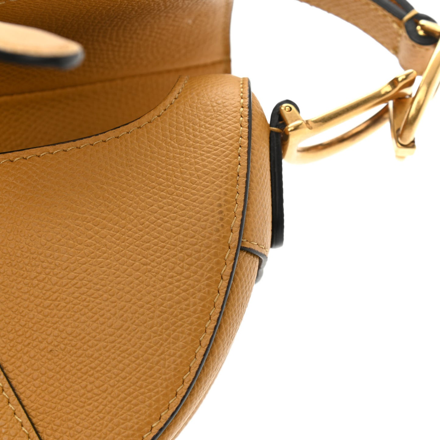 Grained Calfskin Mini Saddle Bag Dark Yellow