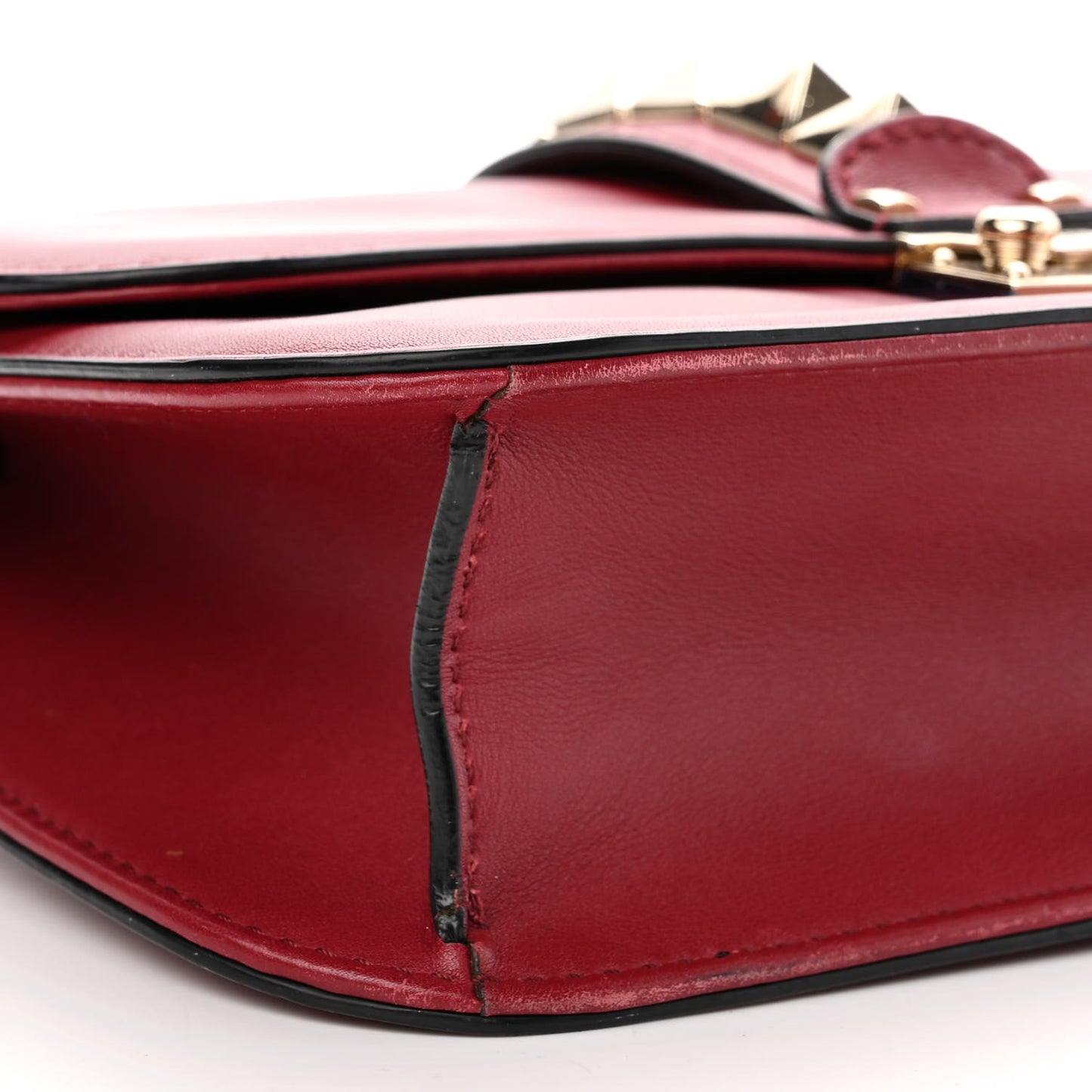 Vitello Medium Glam Lock Rockstud Flap Rubino