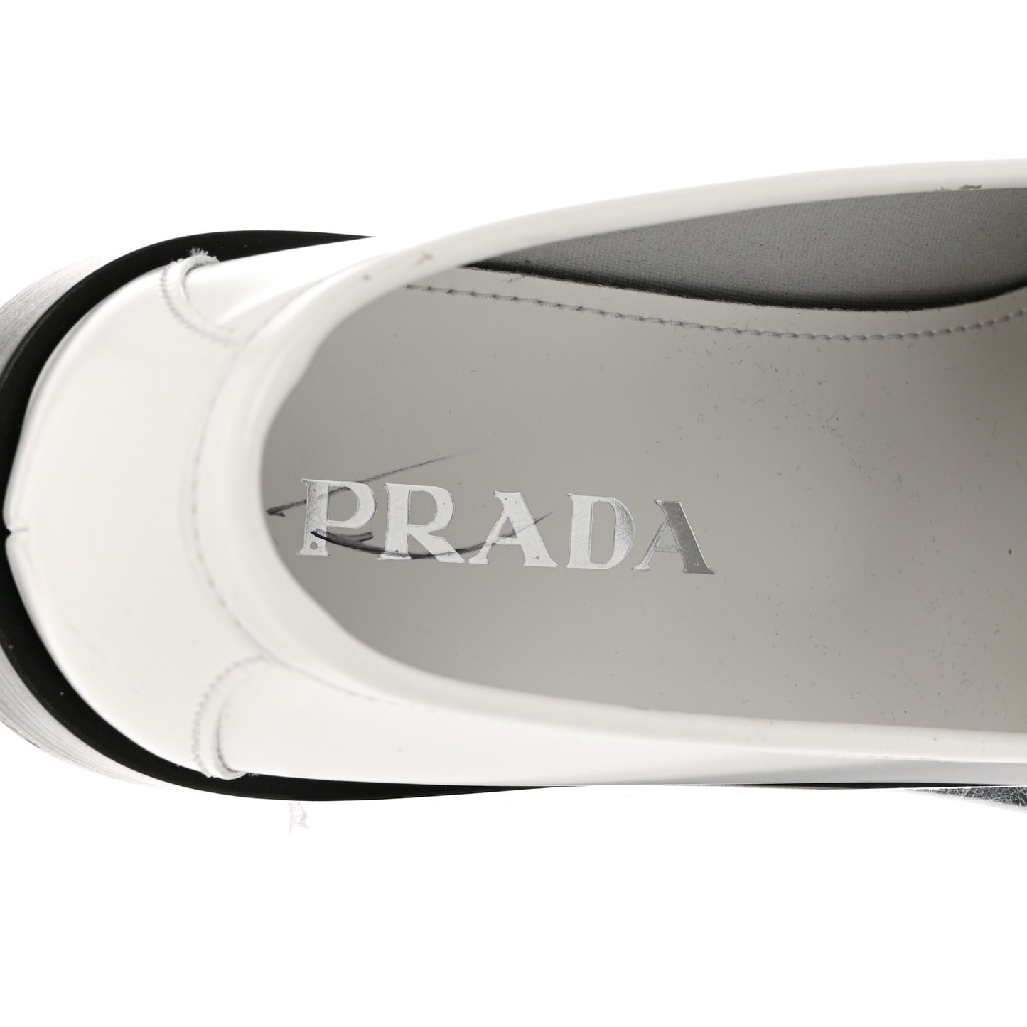 Brushed Calfskin Metal Triangle Logo 20mm Loafers 38.5 White