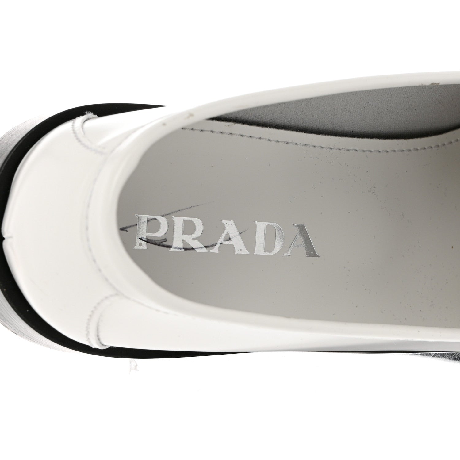 Prada Brushed Calfskin Metal Triangle Logo 20mm Loafers 38.5 White 8 of 9