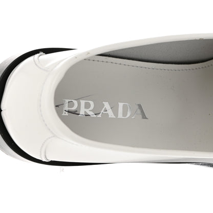 Prada Brushed Calfskin Metal Triangle Logo 20mm Loafers 38.5 White 8 of 9