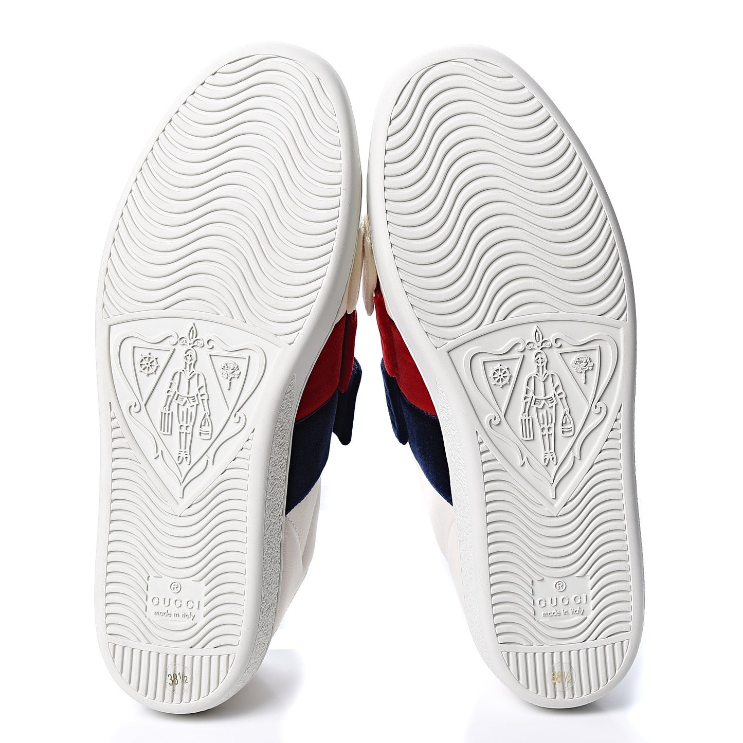 Calfskin Velvet Womens Bow Ace Sneakers 38.5 White