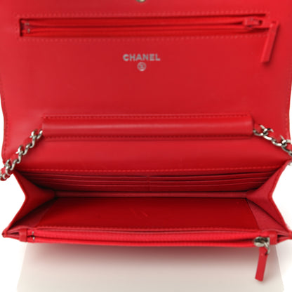 Chanel Patent Quilted Wallet On Chain WOC Red 5 of 17