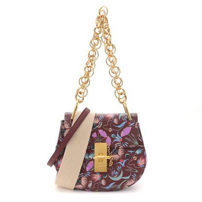Chloe Calfskin Floral Print Drew Bi-Color Shoulder Bag Plum Purple 1 of 11