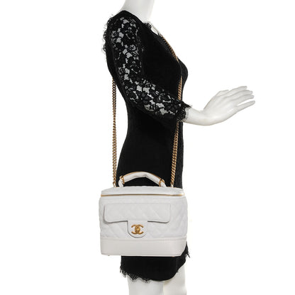 Chanel Iridescent Grained Calfskin Globe Trotter Vanity Case White 2 of 9