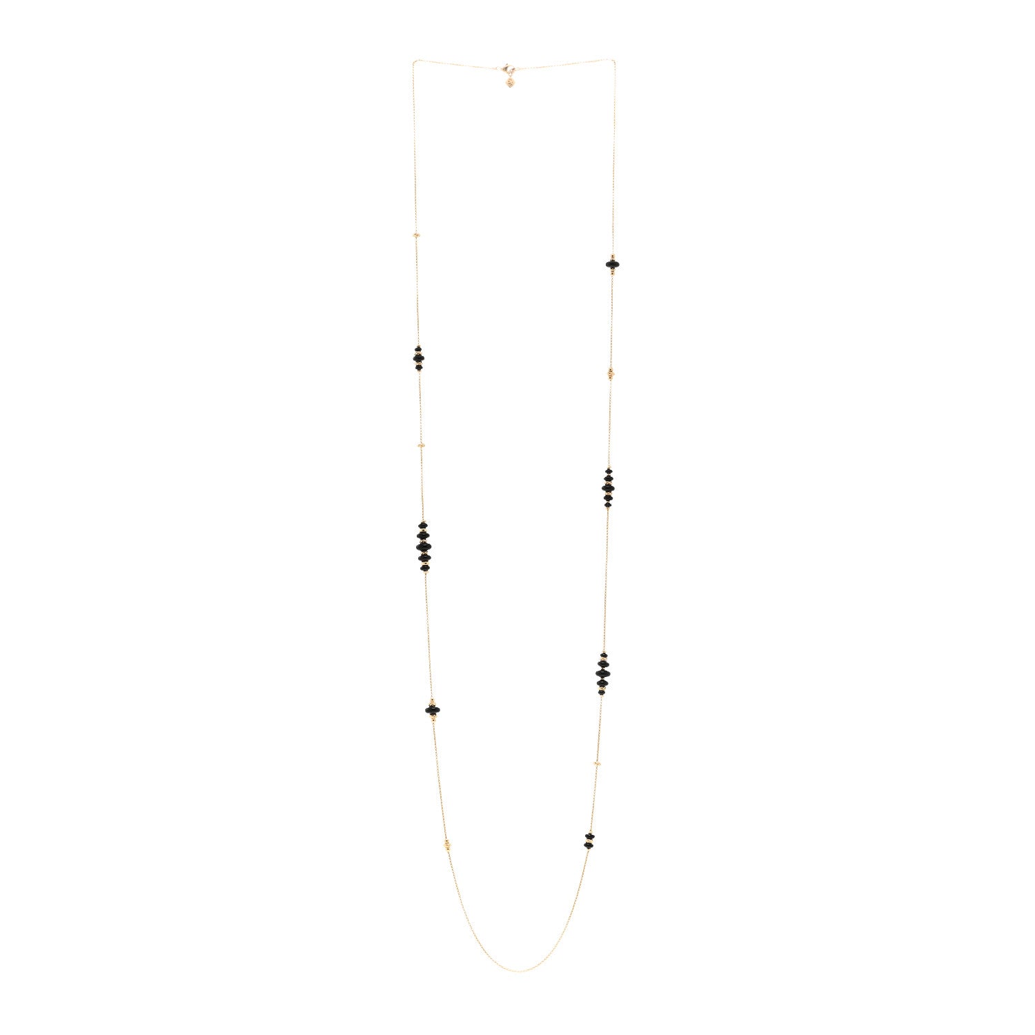 David Yurman 18K Yellow Gold Black Onyx Rio Rondelle Long Station Necklace 3 of 4
