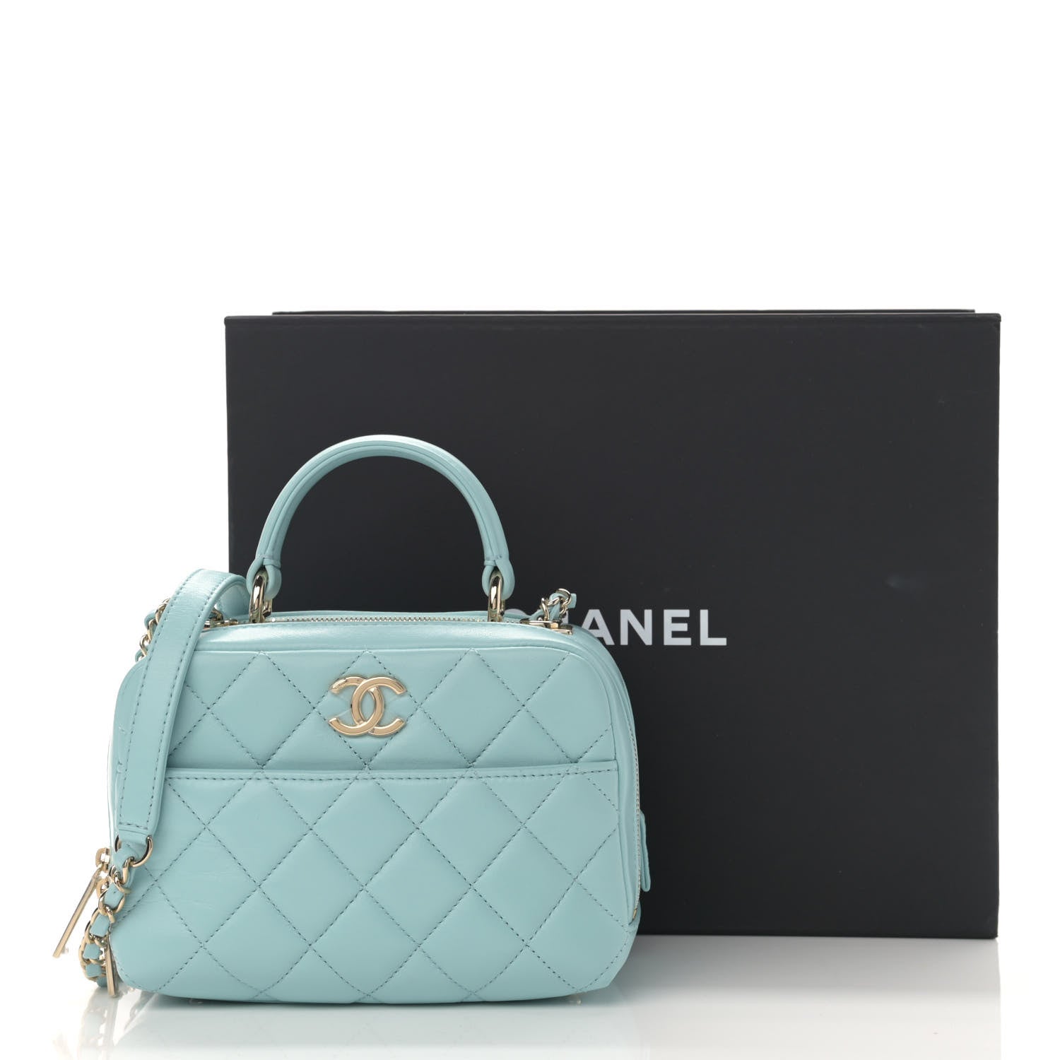 Chanel Lambskin Quilted Small Trendy CC Bowling Bag Light Blue 13 of 13