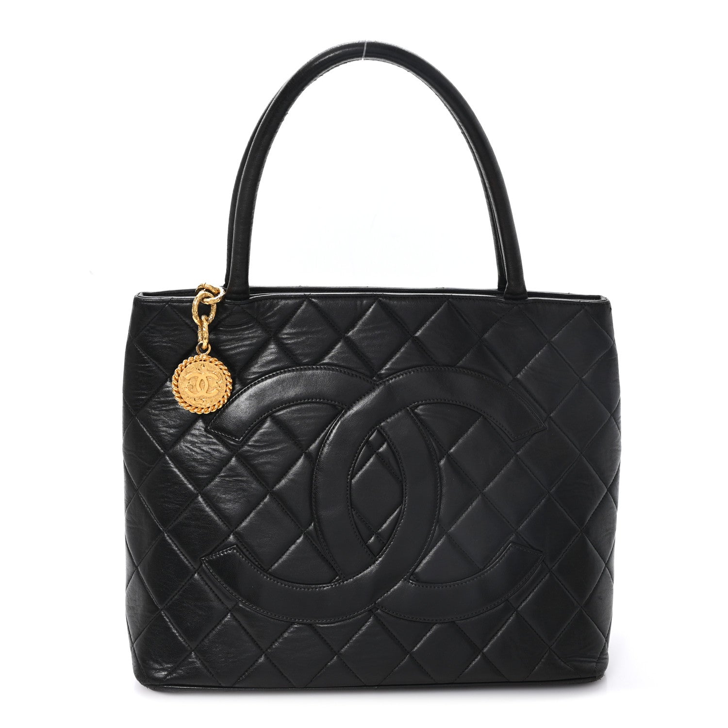 Chanel Lambskin Quilted Medallion Tote Black Black 1 of 12