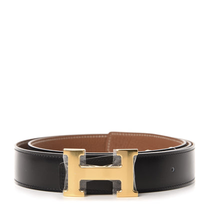 Hermes Box Togo 32mm H Belt 100 Black Gold 1 of 4