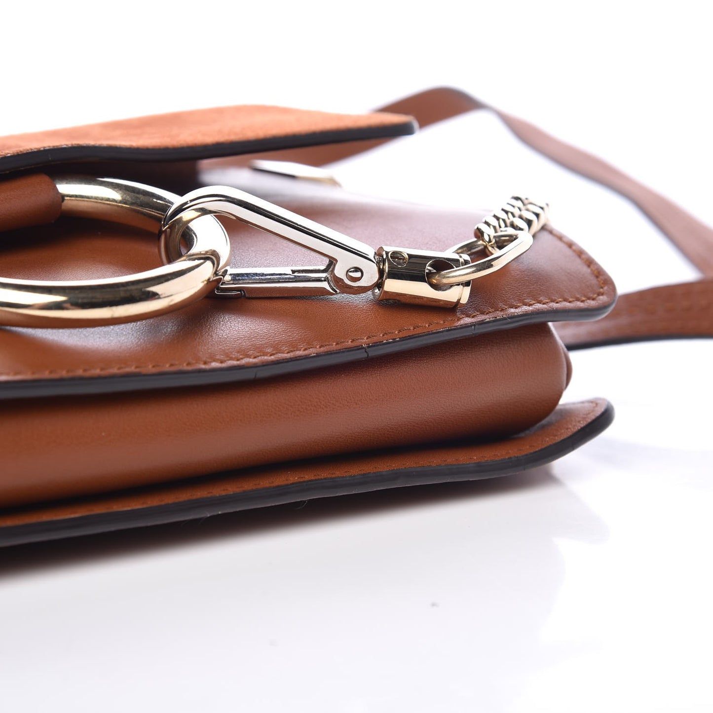 Suede Calfskin Small Faye Shoulder Bag Tobacco