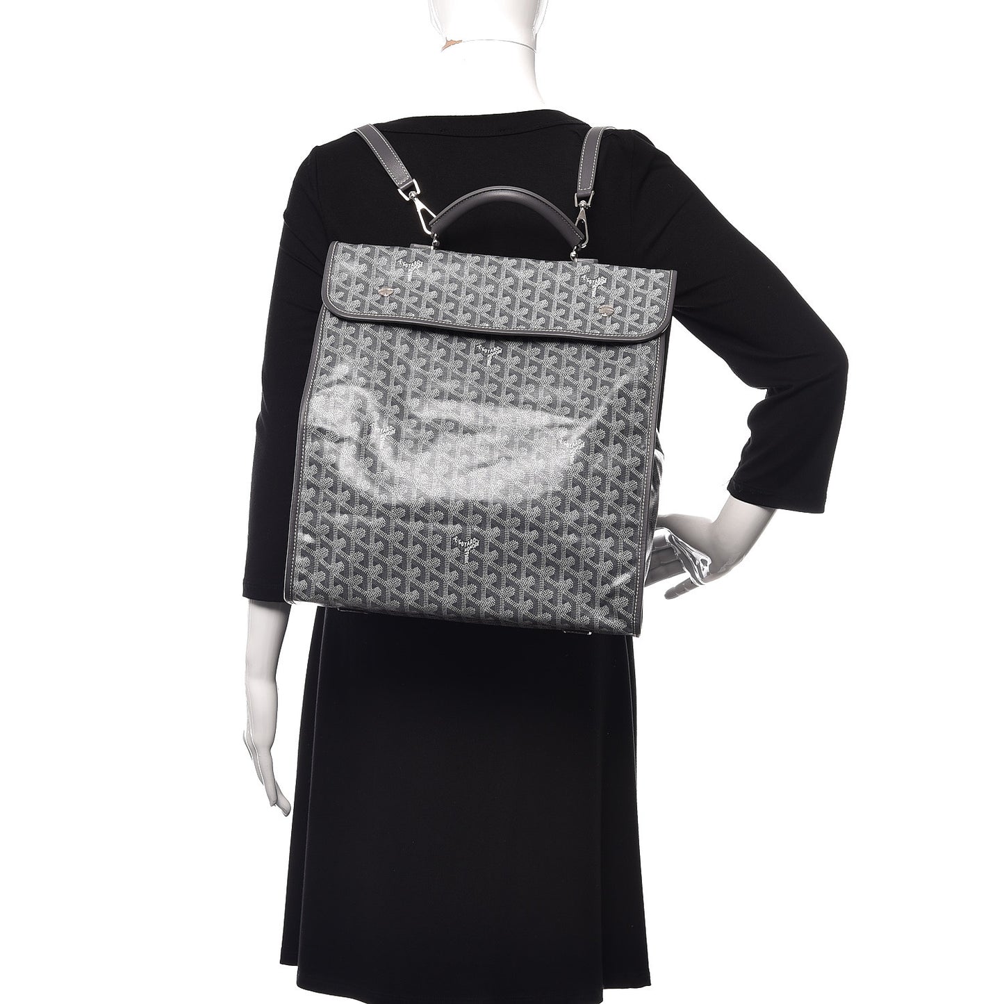 Goyardine Saint Leger Soft Briefcase Backpack Grey