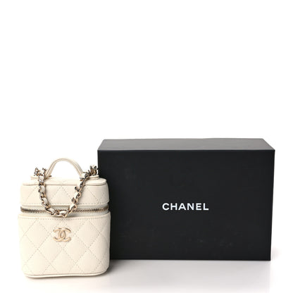 Chanel Caviar Quilted Small Handle With Care Vanity Case With Chain White 3 of 10