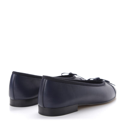 Chanel Lambskin CC Cap Toe Ballerina Flats 35 Navy 4 of 9