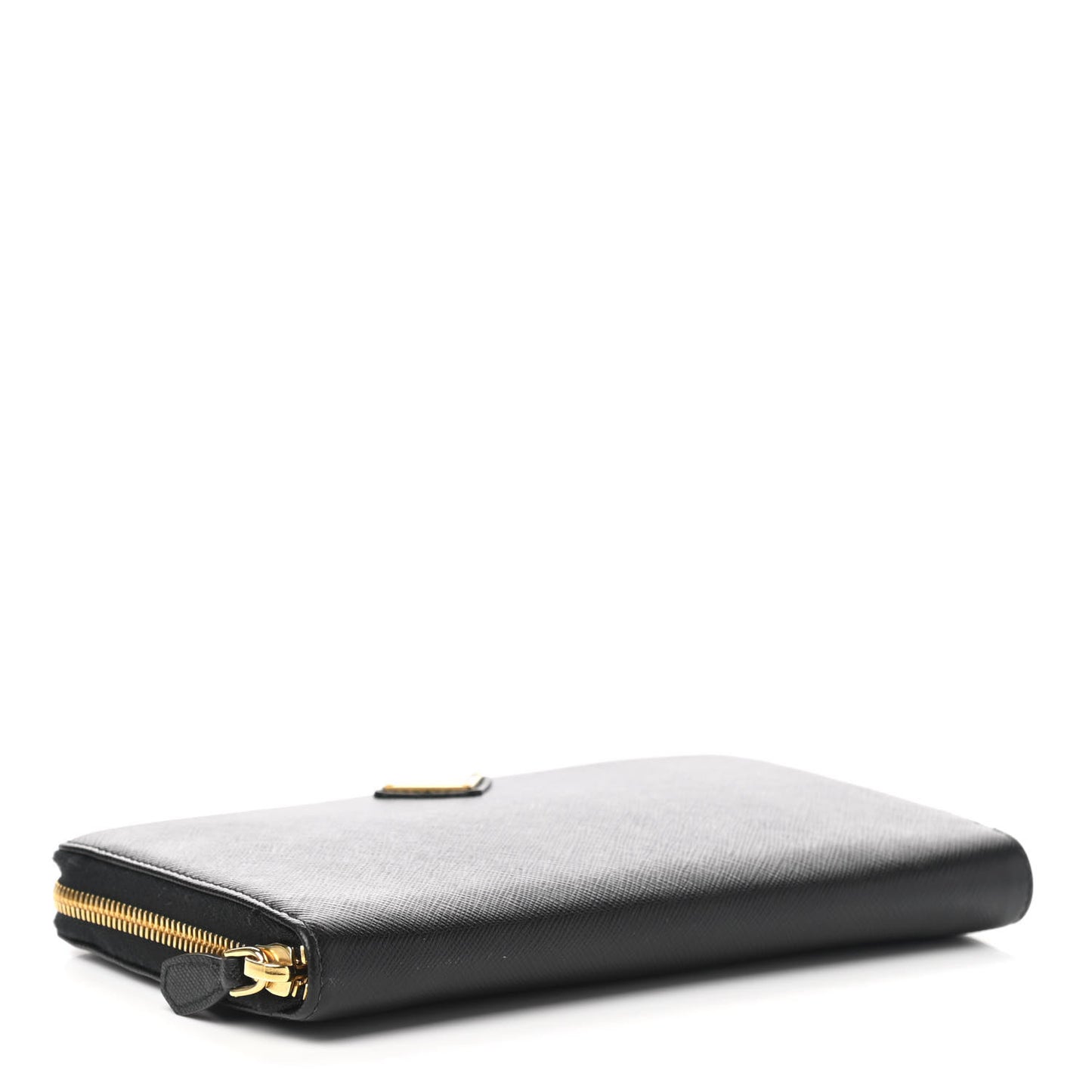 Saffiano Metal Large Zip Around Travel Wallet Black