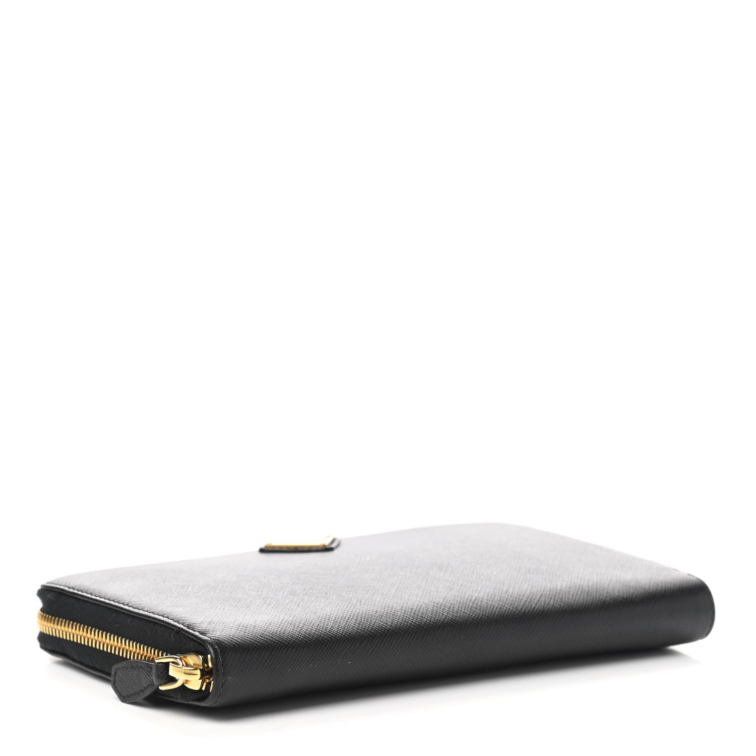 Prada Saffiano Metal Large Zip Around Travel Wallet Black 4 of 7