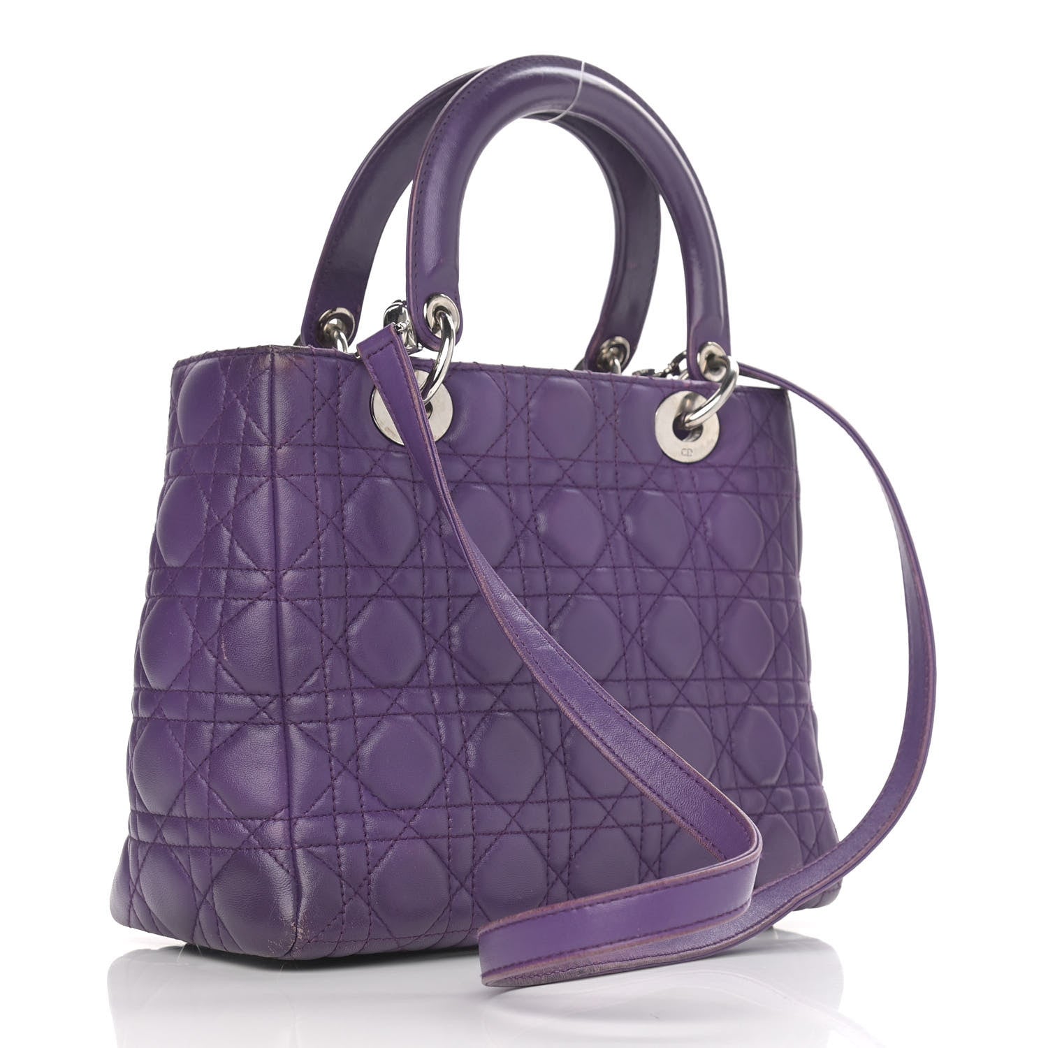 Christian Dior Lambskin Cannage Medium Lady Dior Purple 3 of 13