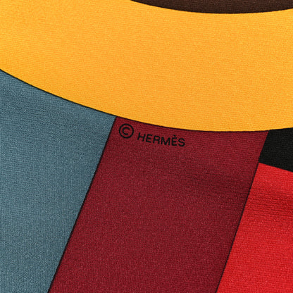 Hermes Silk Perspective Cavaliere 90 Twill Orange Rouge H Vert 3 of 4