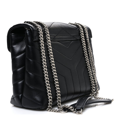 Saint Laurent Calfskin Y Quilted Monogram Small Loulou Chain Satchel Black Black 3 of 10