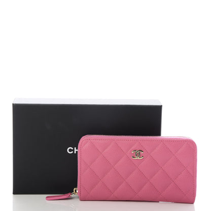 Chanel Caviar Quilted Medium Zip Around Wallet Pink 9 of 9