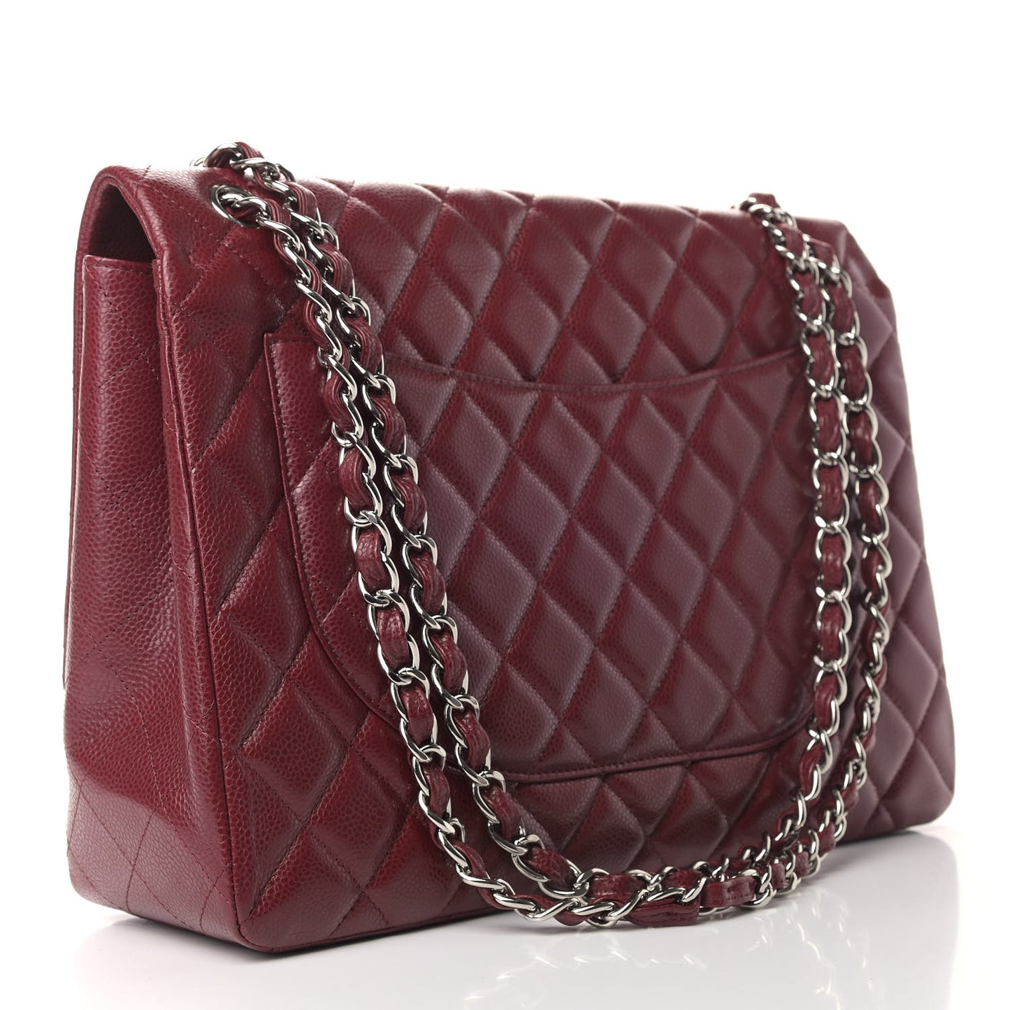 Caviar Quilted Maxi Single Flap Dark Red