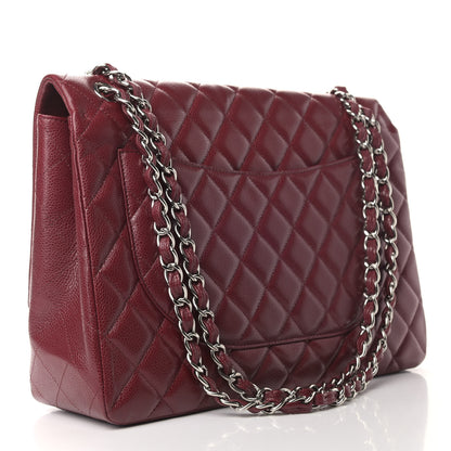 Chanel Caviar Quilted Maxi Single Flap Dark Red 2 of 6