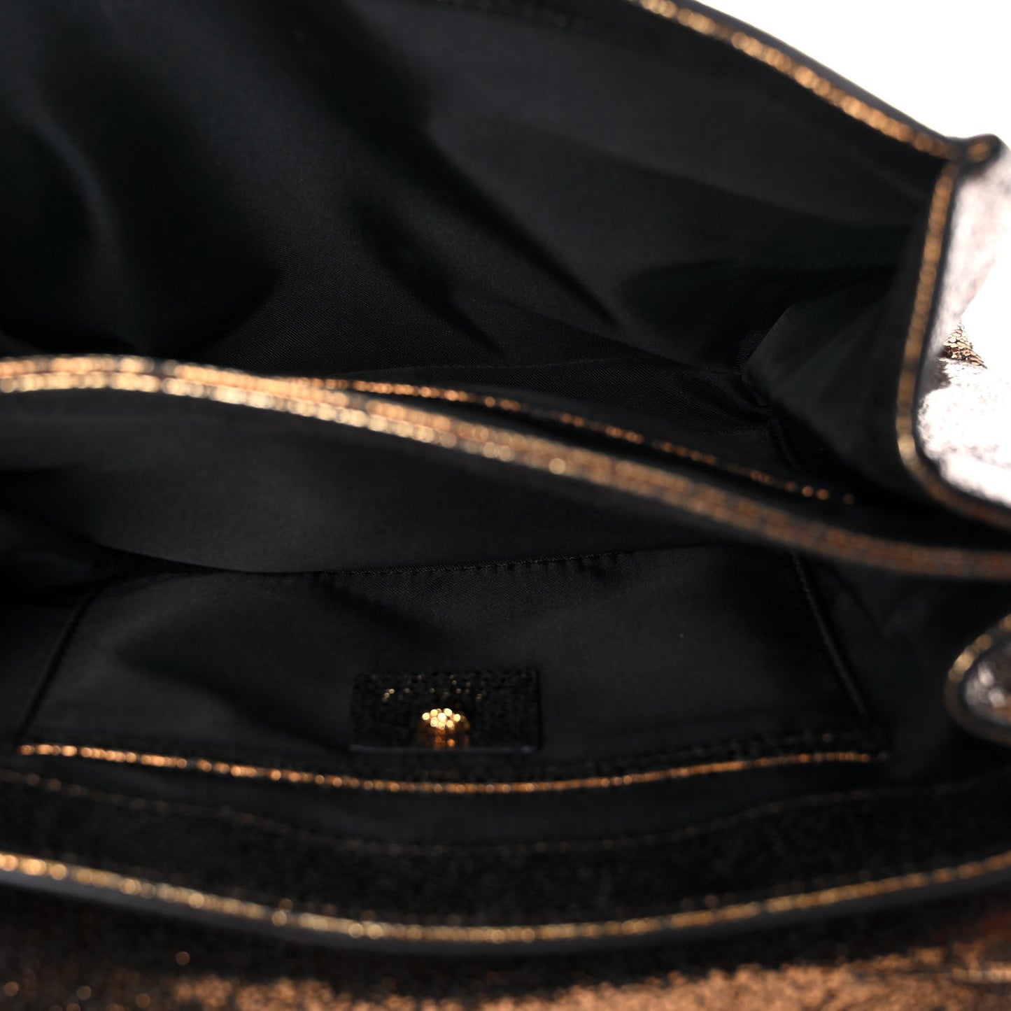 Metallic Suede Palazzo Sultan Shoulder Bag Black Gold