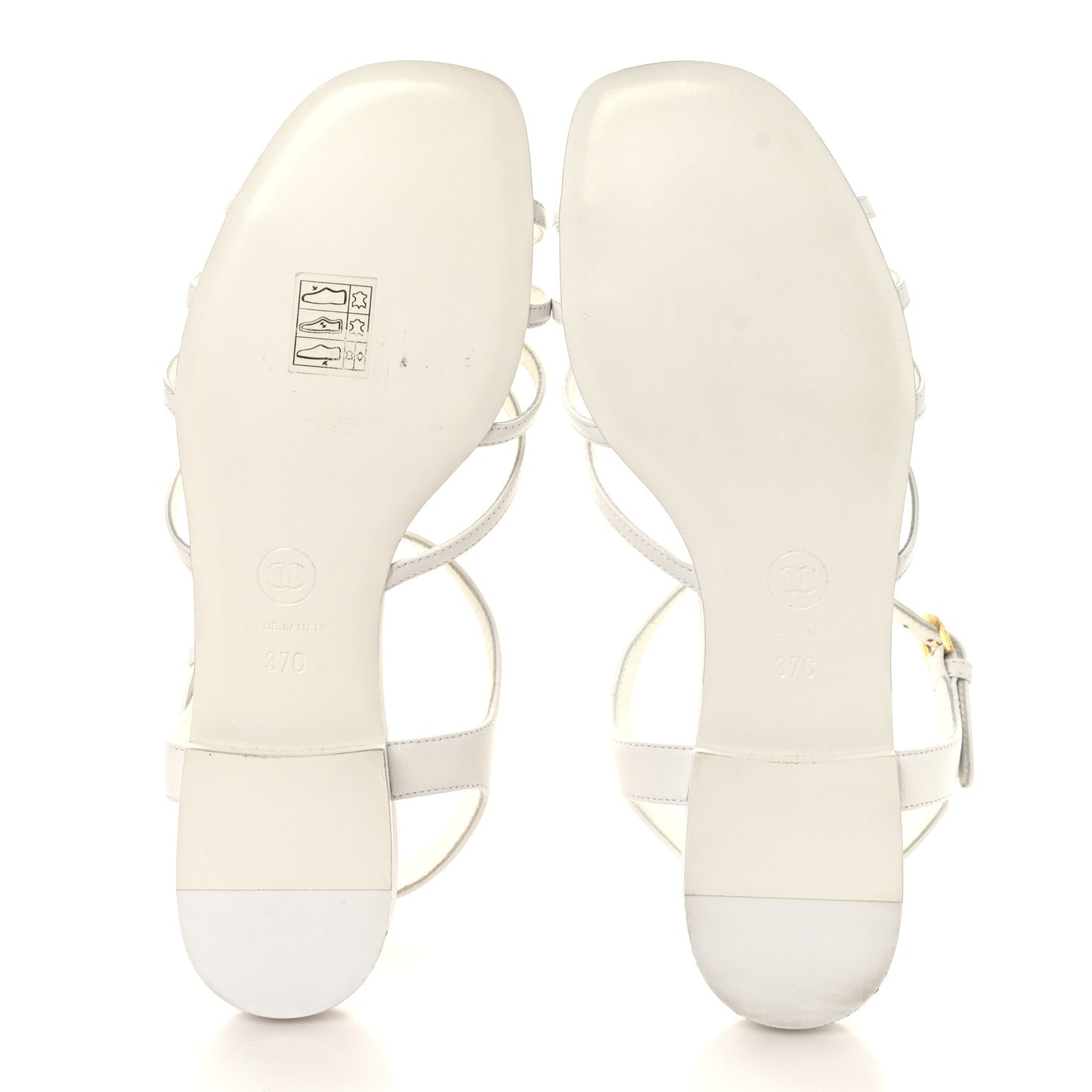 Lambskin Crystal CC Sandals 37 White
