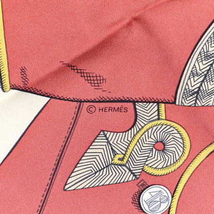 Hermes Washed Silk Zouaves Et Dragons Scarf 90 Vieux Rose Vert Bleu 5 of 6