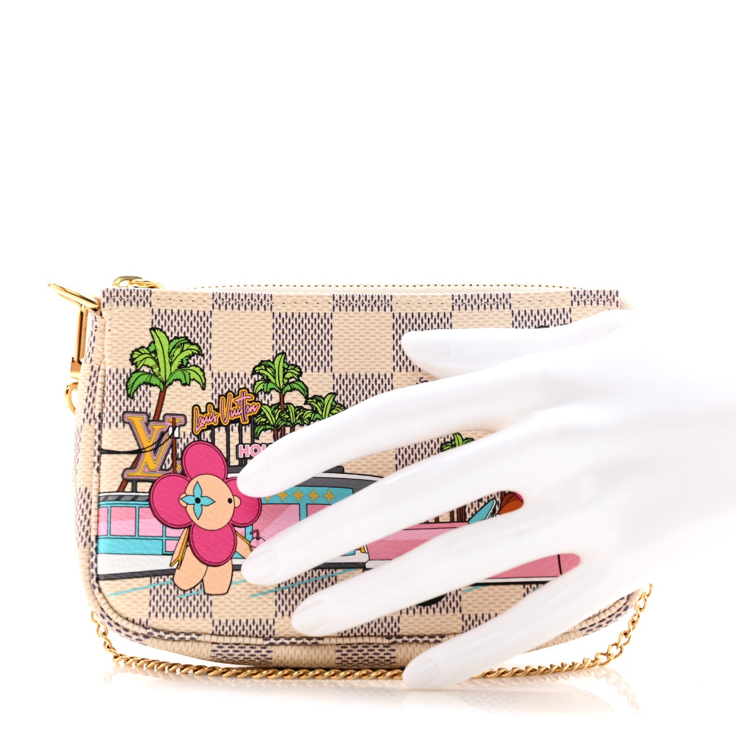 Damier Azur 2021 Christmas Animation Hollywood Mini Pochette Accessories Fuchsia