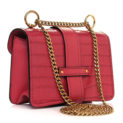 Chloe Calfskin Crocodile Embossed Mini Aby Chain Shoulder Bag Graphic Pink 3 of 14