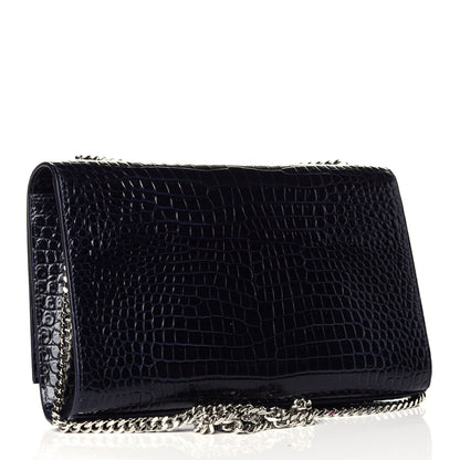Saint Laurent Calfskin Crocodile Embossed Medium Classic Monogram Kate Tassel Satchel Blue Sapphire 3 of 8
