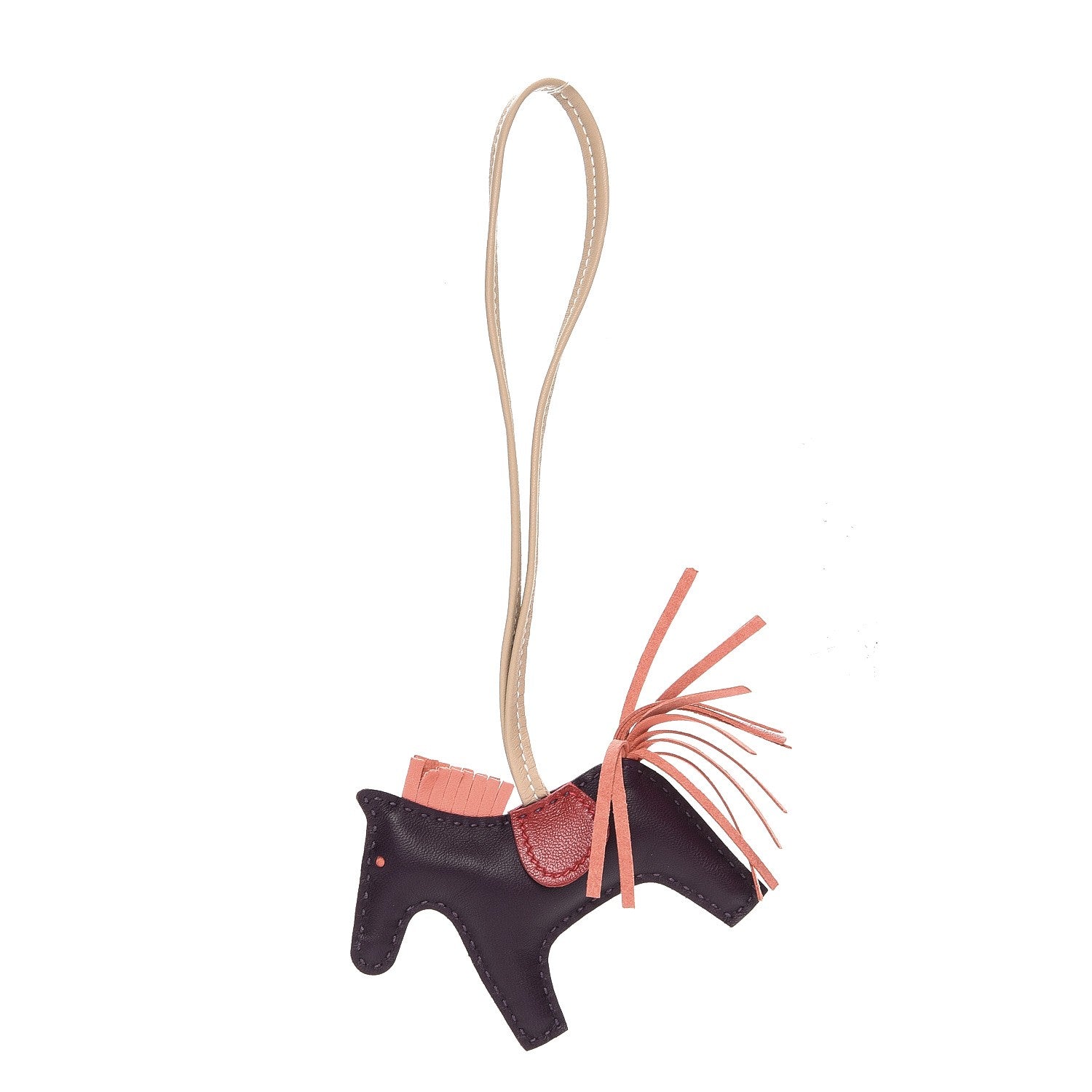Hermes Milo Lambskin Grigri Rodeo Horse Bag Charm PM Raisin Flamingo Rouge Vif Argile 1 of 4