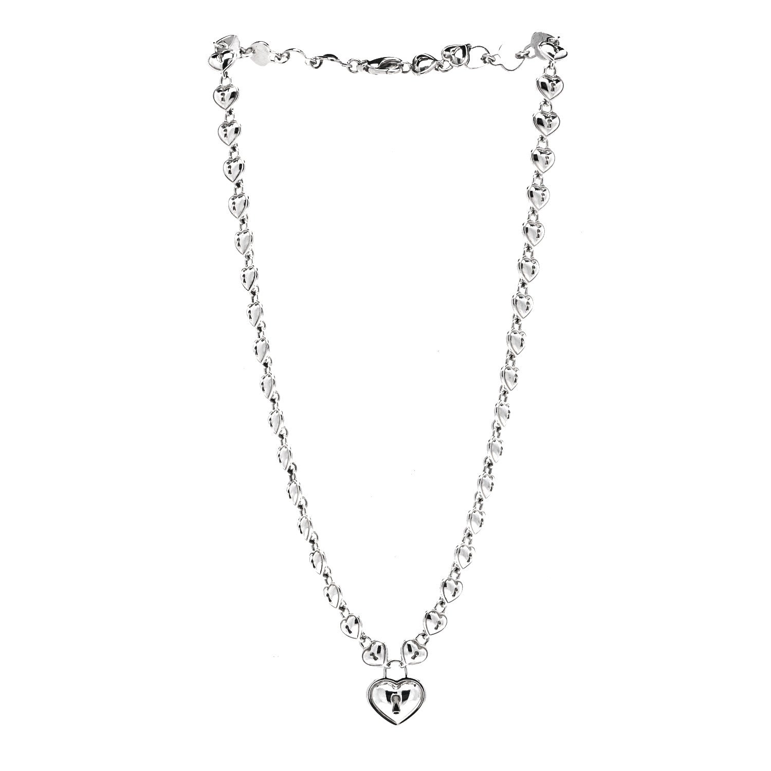 Tiffany Sterling Silver Padlock Heart Link Necklace 2 of 4